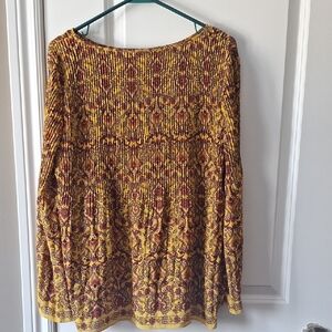 Yellow and Brown Patterned Women's Top